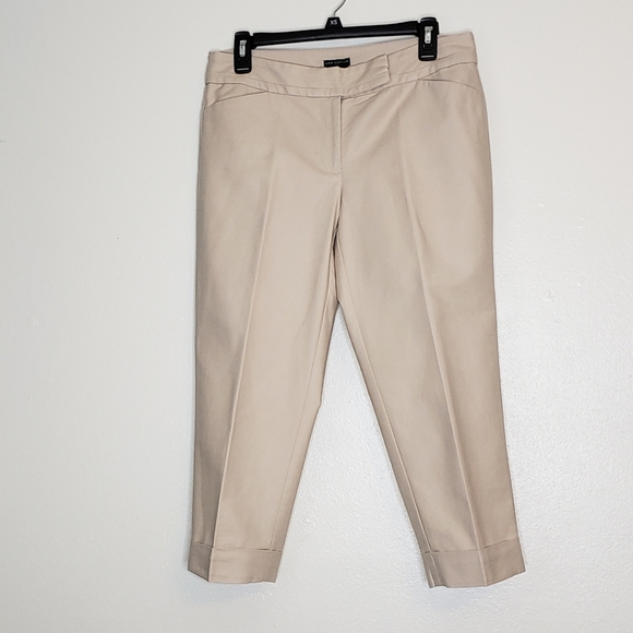 Ann Taylor Cotton Crop Pants Curvy Coastal Beige Office Preppy Summer Vacation - Picture 2 of 9